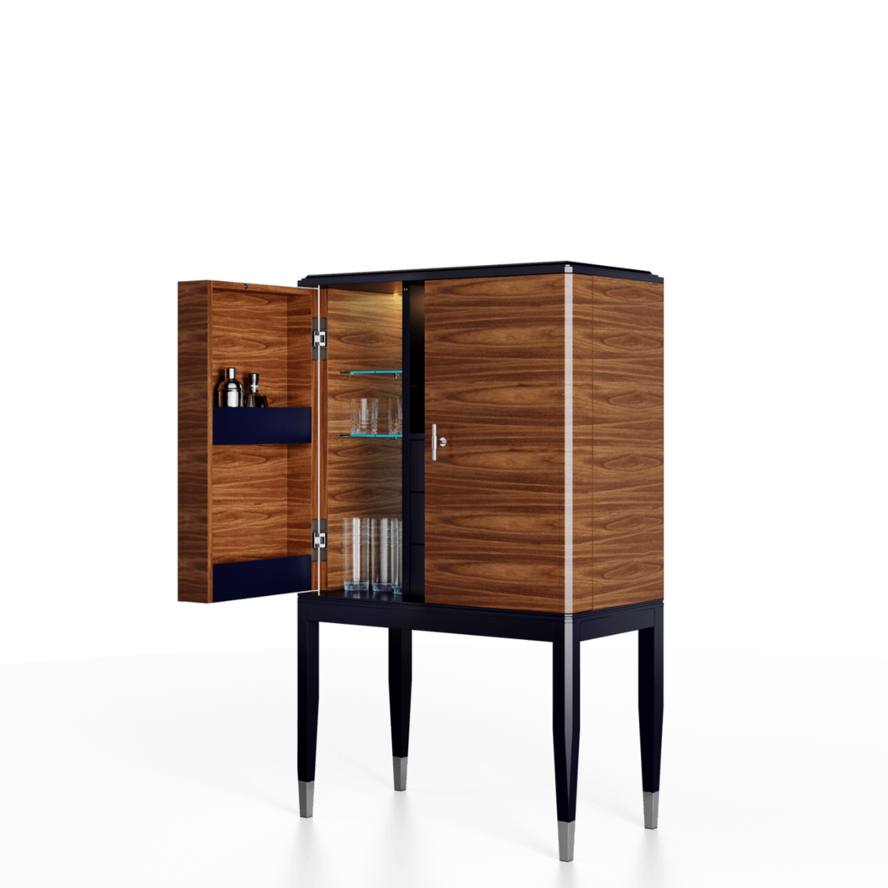 Bar cabinet noyer Canaletto & laque mate G.BAR - ULTRA MOBILI - La Maison MilanaiseBGB.NC