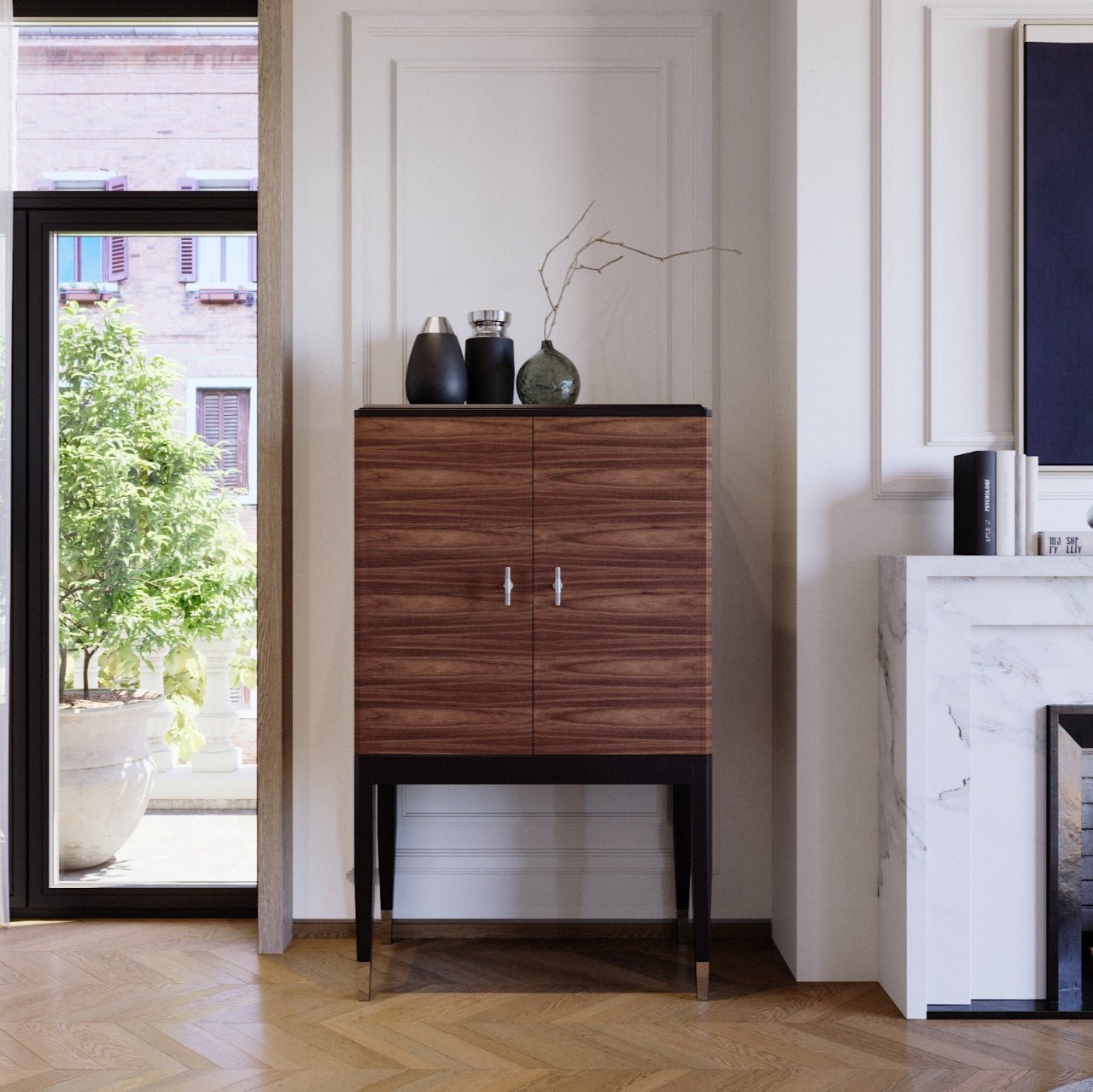 Bar cabinet noyer Canaletto & laque mate G.BAR - ULTRA MOBILI - La Maison MilanaiseBGB.NC
