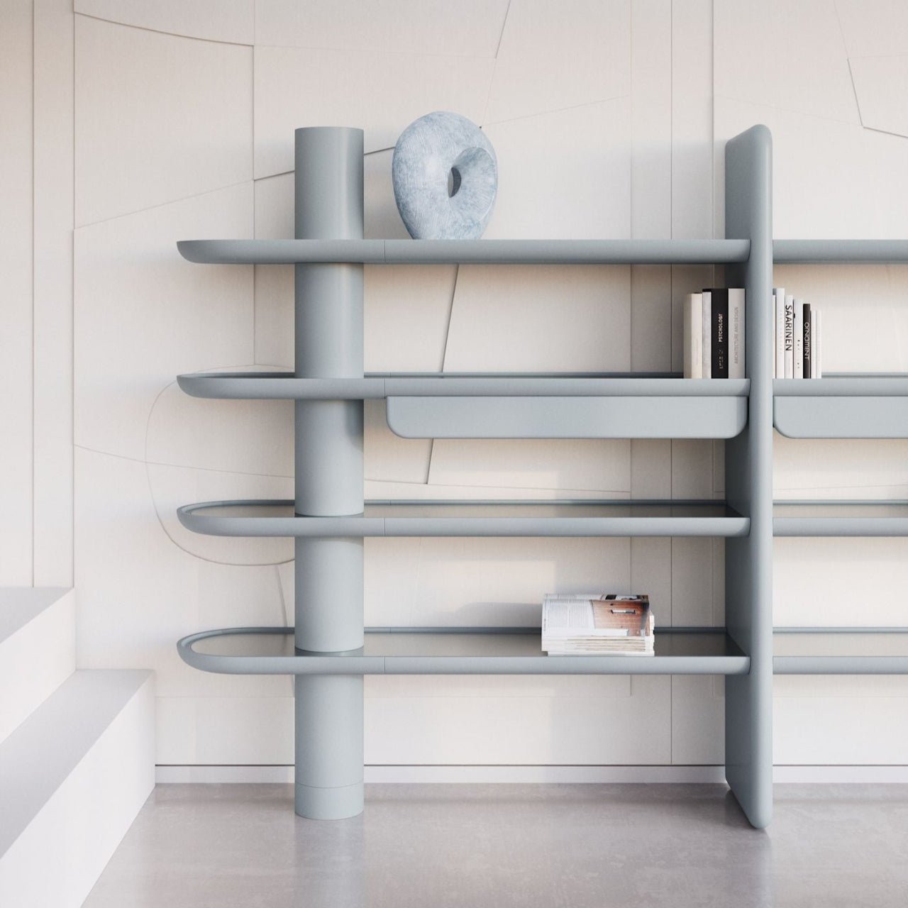 Bibliothèque MINA INT3 – Équilibre sculptural & rangements intégrés - ULTRA MOBILI - La Maison MilanaiseMN4INT3