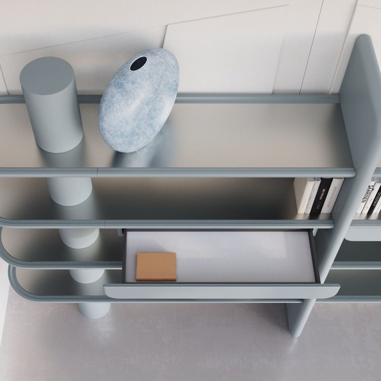 Bibliothèque MINA INT3 – Équilibre sculptural & rangements intégrés - ULTRA MOBILI - La Maison MilanaiseMN4INT3