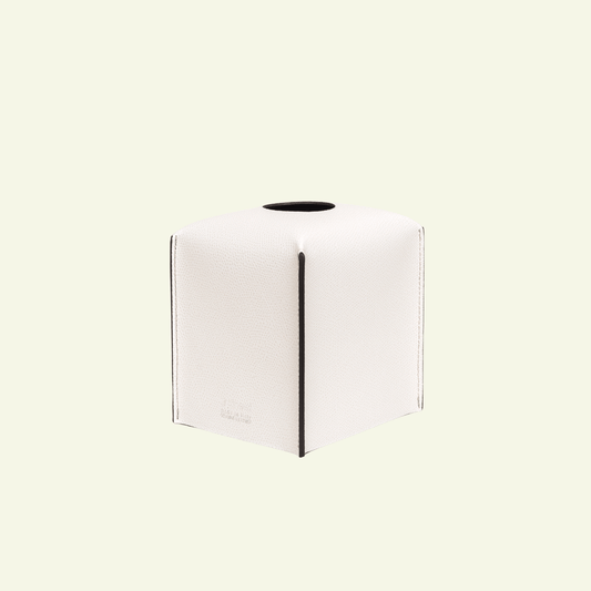 Boîte à mouchoir carrée en cuir - PINETTI - La Maison MilanaiseCuir GrainéCrème grainé