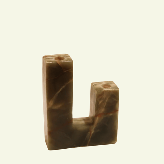 Bougeoir U asymétrique en onyx ou marbre - MANIFESTE - La Maison MilanaiseBOUGEOIRASY - 3Onyx Blanc