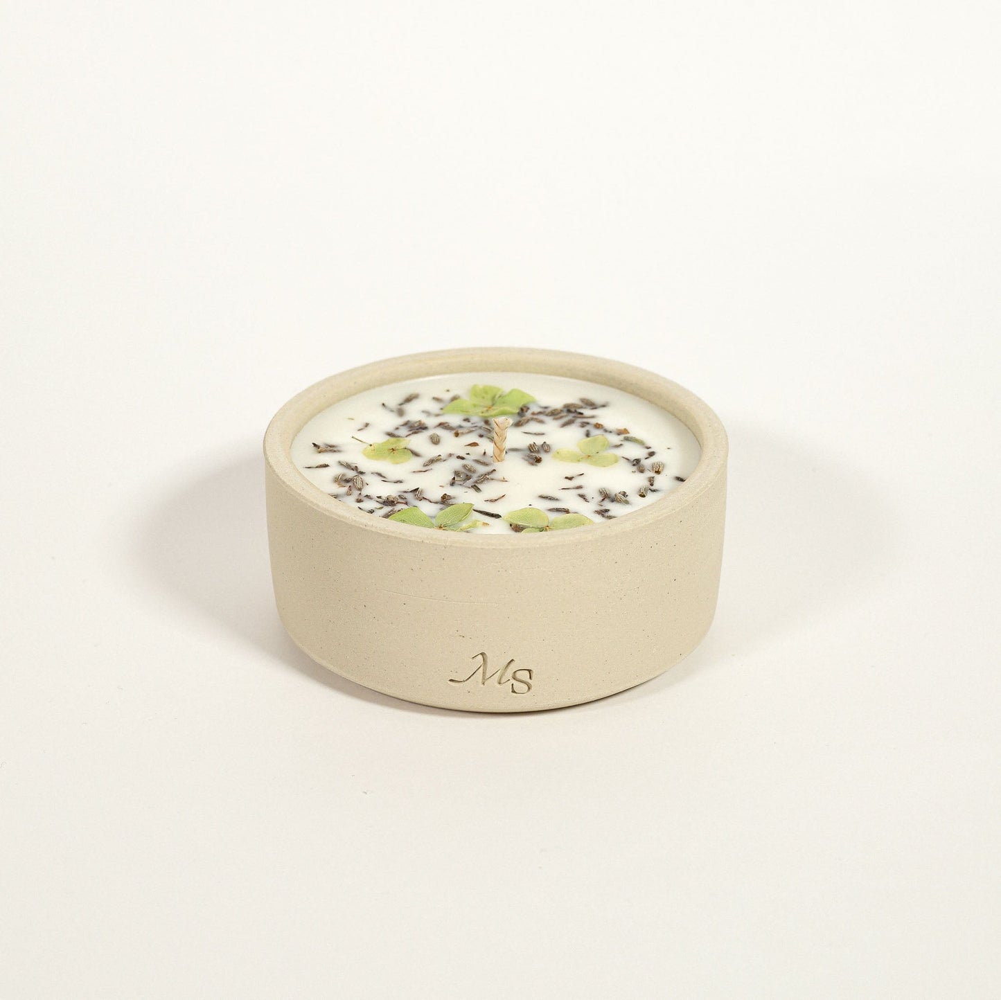 Bougie Fleurie en Grès – Fleur de Coton - MAISON SEJOUR - La Maison MilanaiseFLEURDECOTON - 1200g - 40H