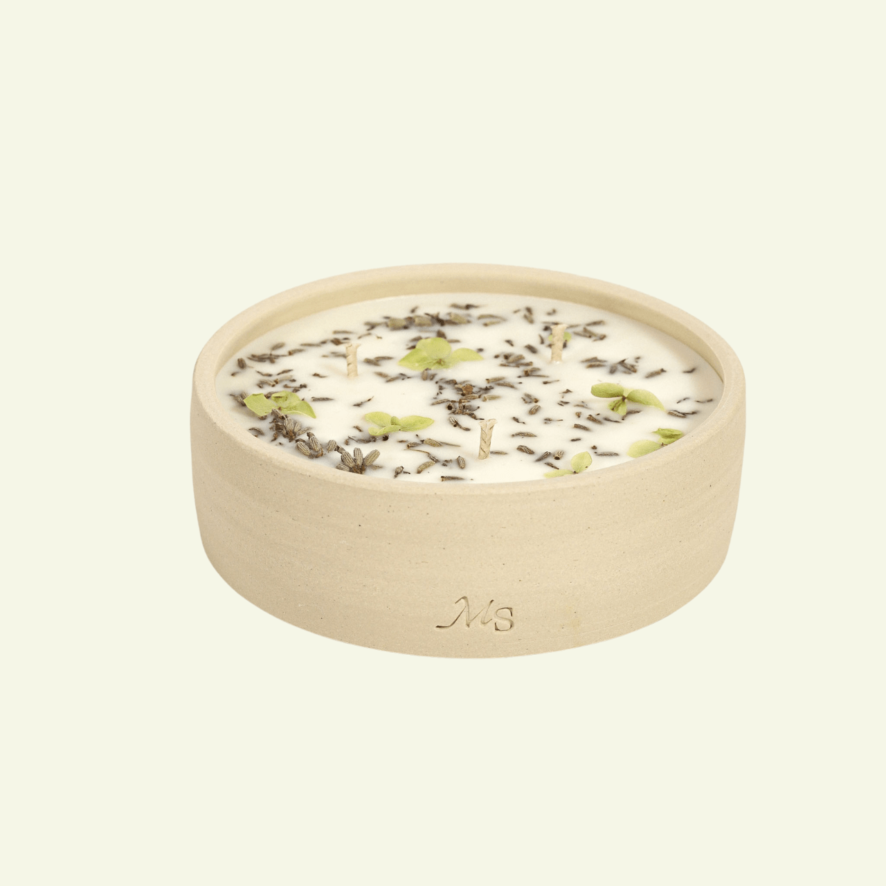 Bougie Fleurie en Grès – Fleur de Coton - MAISON SEJOUR - La Maison MilanaiseFLEURDECOTON - 1200g - 40H