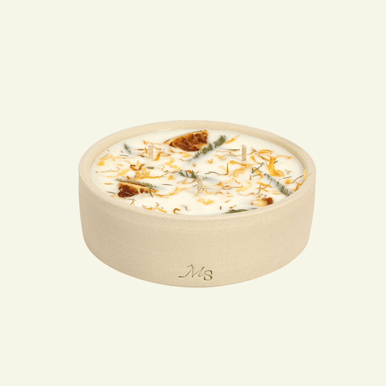 Bougie Fleurie en Grès – Fleur d’Oranger - MAISON SEJOUR - La Maison MilanaiseFLEURDORANGER - 1200g - 40H