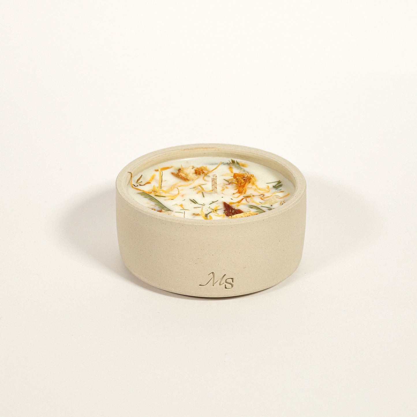 Bougie Fleurie en Grès – Fleur d’Oranger - MAISON SEJOUR - La Maison MilanaiseFLEURDORANGER - 1200g - 40H