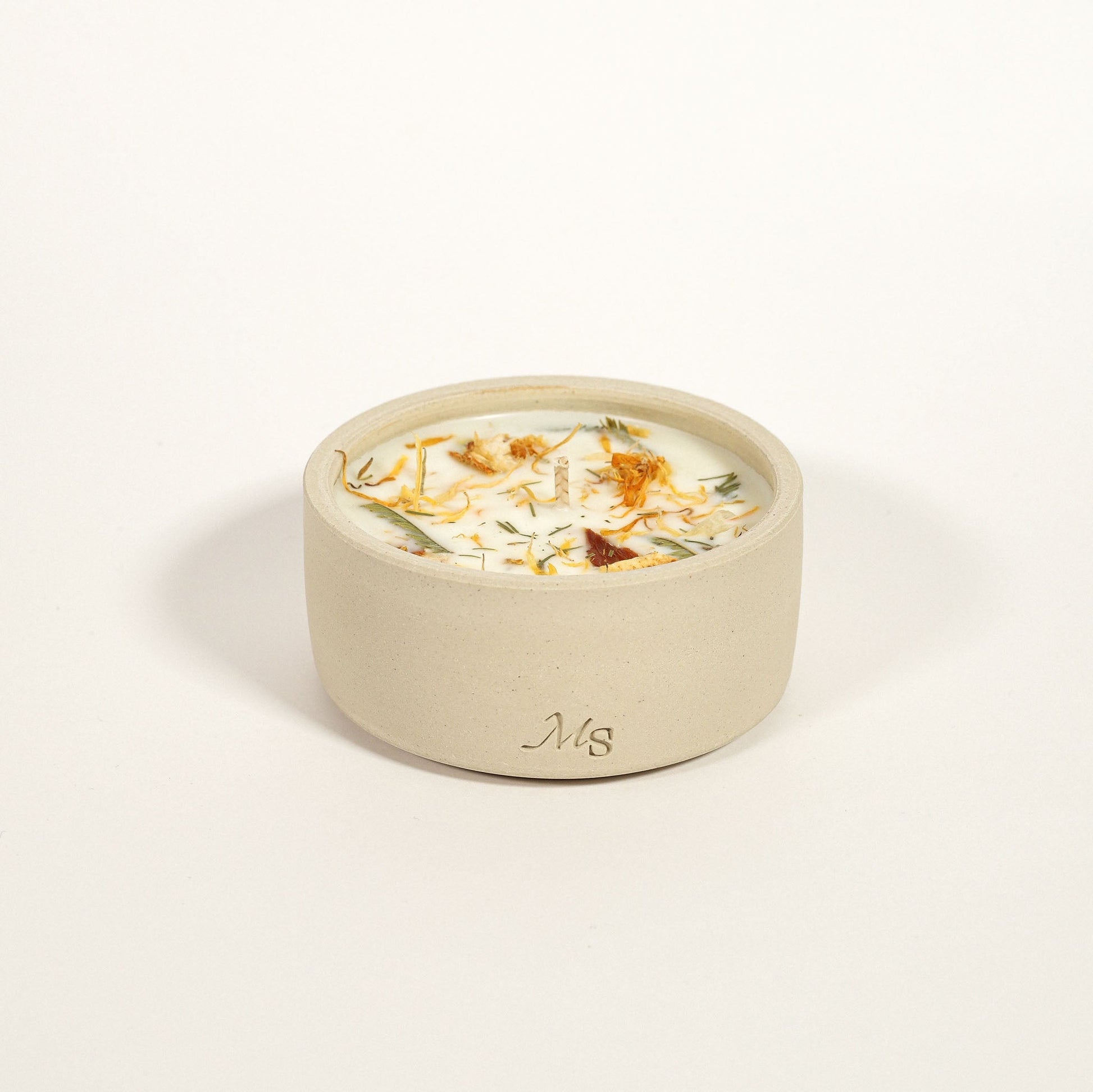 Bougie Fleurie en Grès – Fleur d’Oranger - MAISON SEJOUR - La Maison MilanaiseFLEURDORANGER - 1200g - 40H