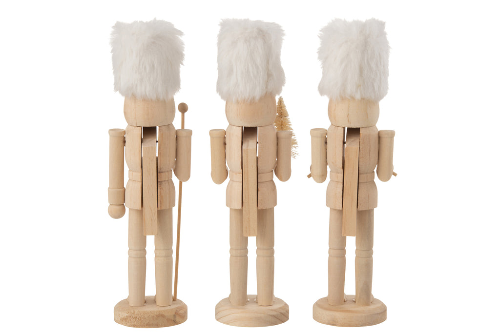 Boîte de 3 Casse-noisettes en bois/peluche naturel/blanc