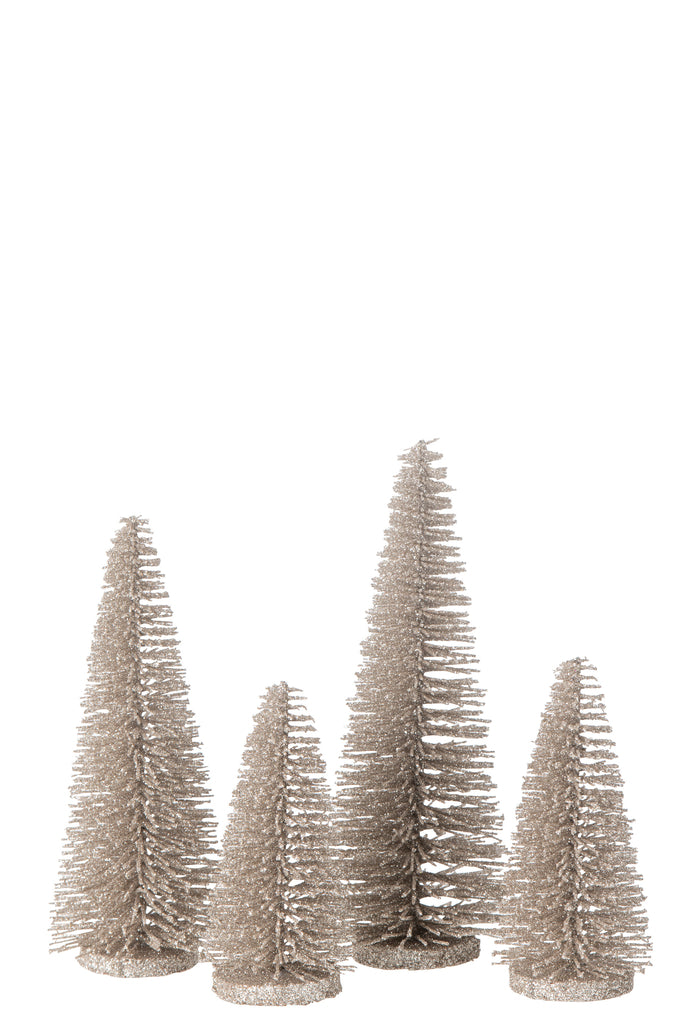 Boîte de 4 décorations de sapin de Noël en plastique gris pailleté