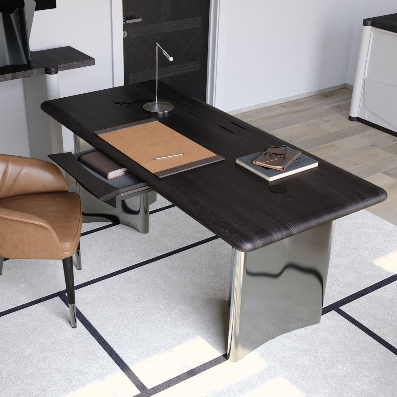 Bureau JEAN – Chêne noir & acier poli – ULTRA MOBILI - La Maison MilanaiseDJN180