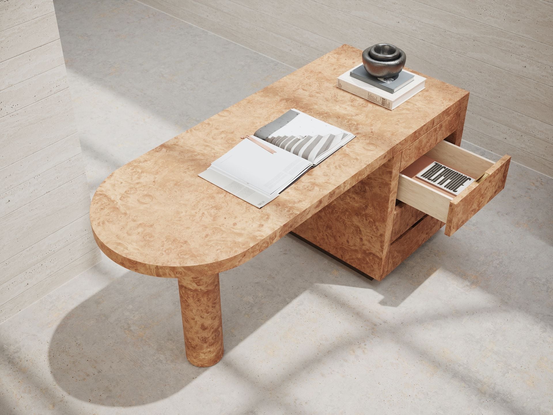 Bureau NORAH RC 160 – Châtaignier et détails en bronze – ULTRA MOBILI - La Maison MilanaiseDRCN160