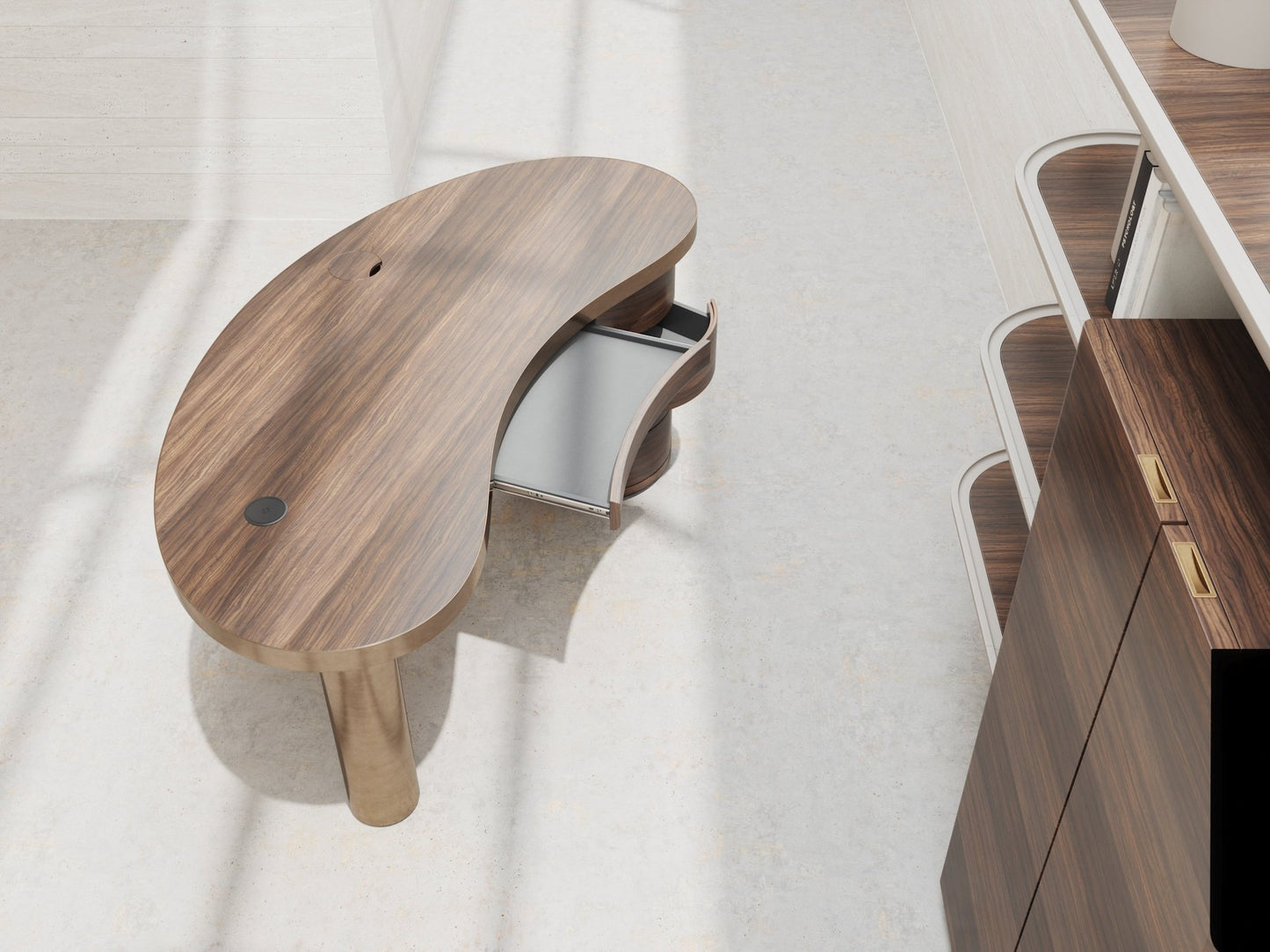 Bureau SENECA – Design organique et structure bimatière – finition mate ou brillante – ULTRA MOBILI - La Maison MilanaiseDCM170MATMate