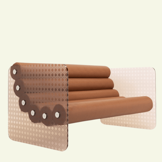 Canapé en altuglas et assise en cuir végan MW02 - KUUMO DESIGN - La Maison MilanaiseCuir MarronCannage150x86.5xH77.5cm