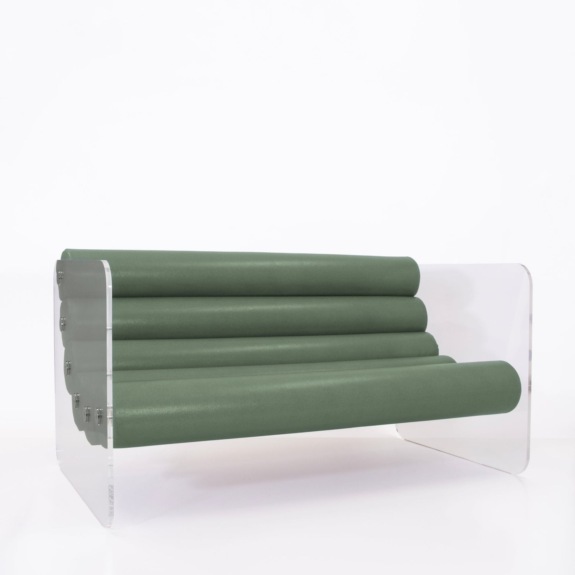 Canapé en altuglas et assise en cuir végan MW02 - KUUMO DESIGN - La Maison MilanaiseCuir VertTransparent150x86.5xH77.5cm