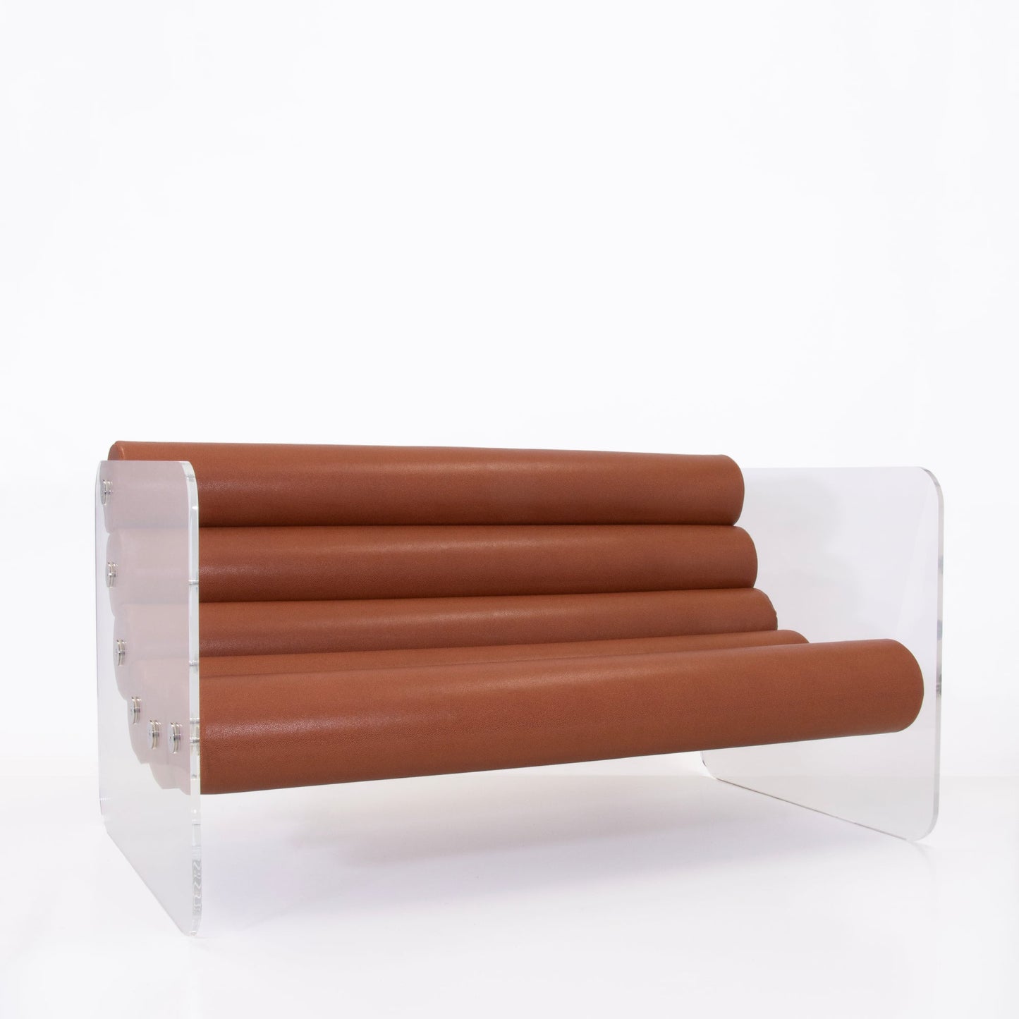 Canapé en altuglas et assise en cuir végan MW02 - KUUMO DESIGN - La Maison MilanaiseCuir MarronTransparent150x86.5xH77.5cm
