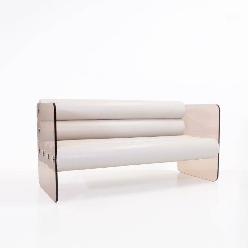 Canapé en altuglas et boudin en cuir MW01 - KUUMO DESIGN - La Maison MilanaiseMW01CANAPE - 7Cuir blanc149.9x73.2x66.5cm
