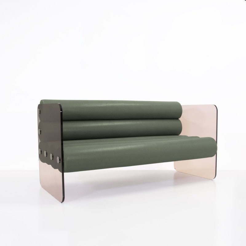 Canapé en altuglas et boudin en cuir MW01 - KUUMO DESIGN - La Maison MilanaiseMW01CANAPE - 1Cuir Vert149.9x73.2x66.5cm
