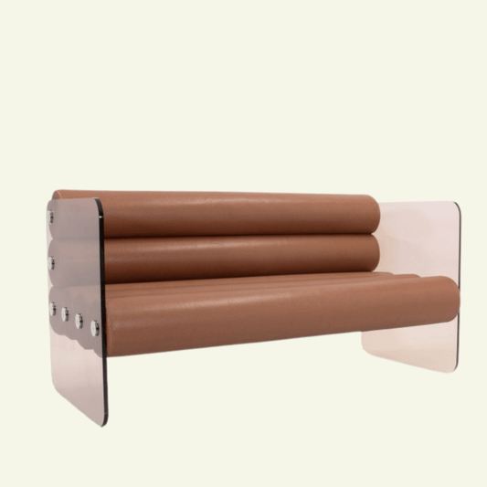 Canapé en altuglas et boudin en cuir MW01 - KUUMO DESIGN - La Maison MilanaiseMW01CANAPE - 1Cuir Vert149.9x73.2x66.5cm