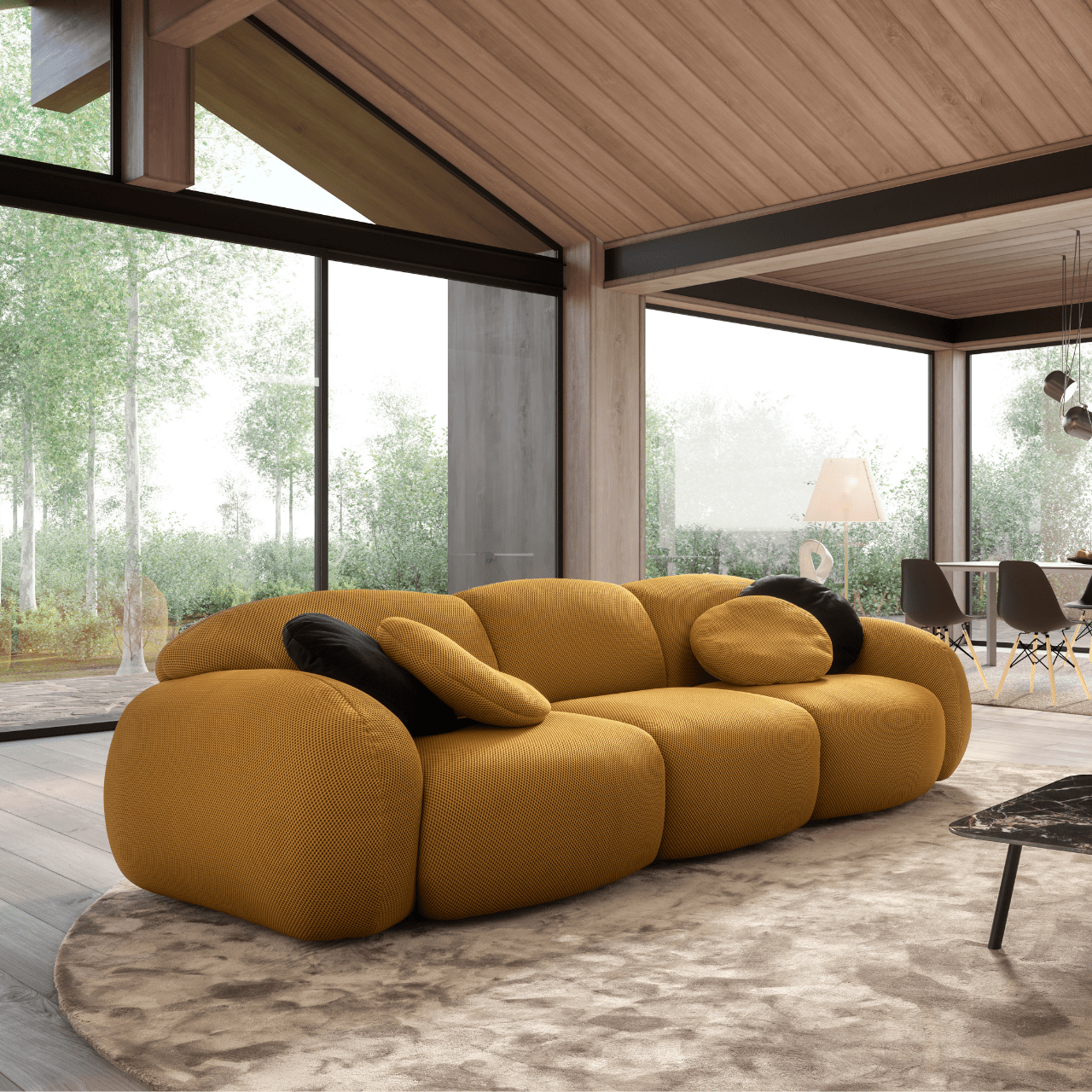 Canapé Globe moutarde – Design organique et confort haut de gamme - La Maison MilanaiseGLOBE