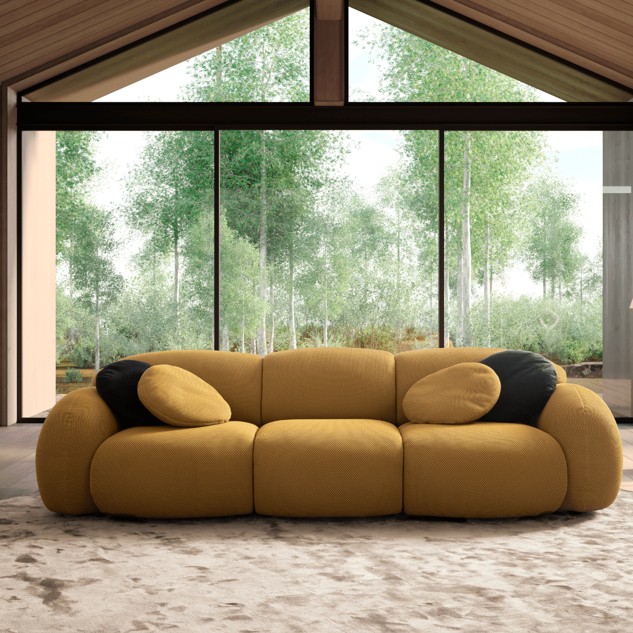 Canapé Globe moutarde – Design organique et confort haut de gamme - La Maison MilanaiseGLOBE