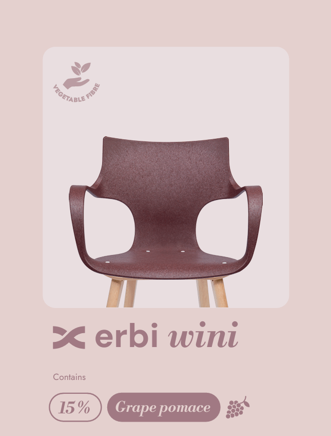 Chaise bordeaux en plastique recyclé et bois Erbi - STILFIBRA - La Maison MilanaiseSTILSS010169/STILSBM082211