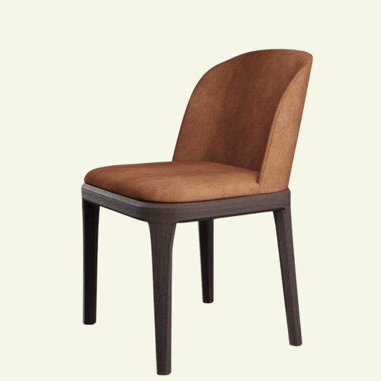 Chaise DAMBLE Lot de 2 – Élégance architecturale & confort italien - IMPÉRIAL LINE - La Maison MilanaiseDAMBLE - 1Nubuck Terracotta & Pieds Tabacco