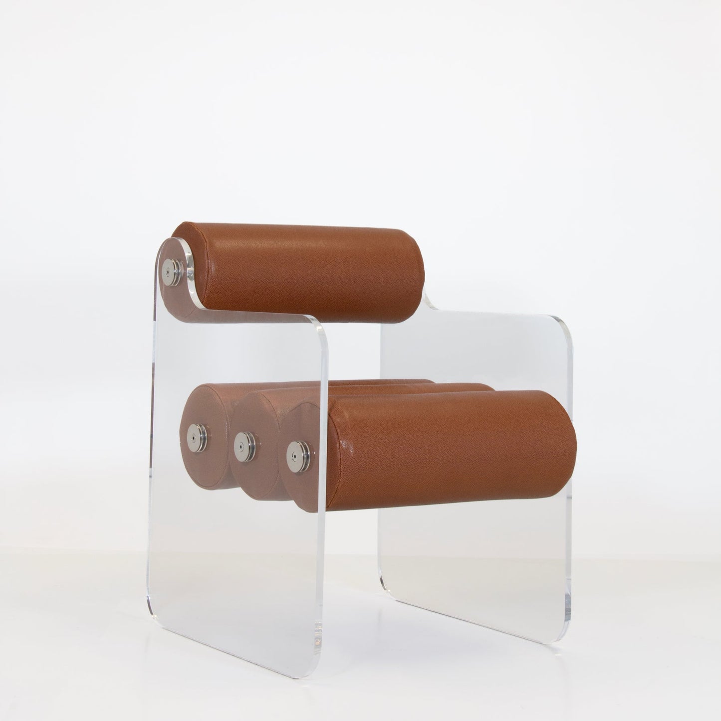 Chaise en altuglas et cuir végan MW04 - KUUMO DESIGN - La Maison MilanaiseMW04CHAISECUIR - 5Cuir MarronTransparent