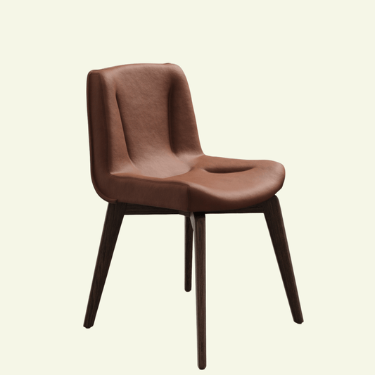 Chaise HUG Lot de 2 – L’élégance enveloppante du cuir et du bois sculpté - IMPERIAL LINE - La Maison MilanaiseHUG