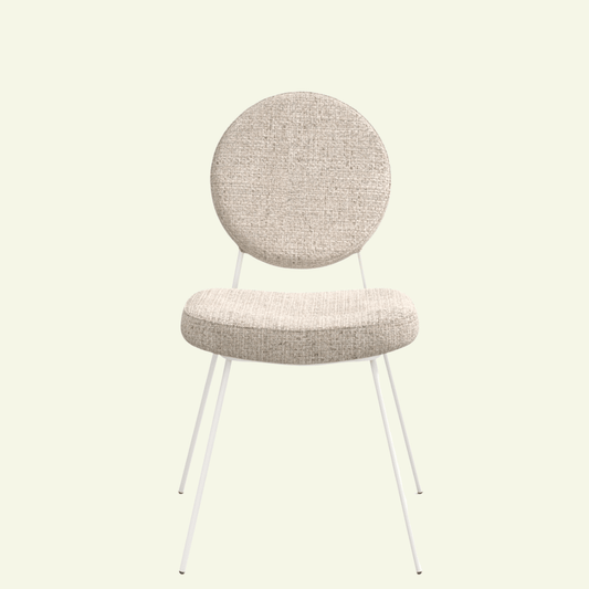 Chaise LOUISE – Élégance sculpturale & confort contemporain - La Maison MilanaiseLOUISE - 1Tissus Beige & Structure Métal Blanc