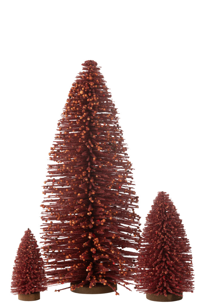 Figurine sapin de Noël avec paillettes, baies en plastique rouges, de grande taille.