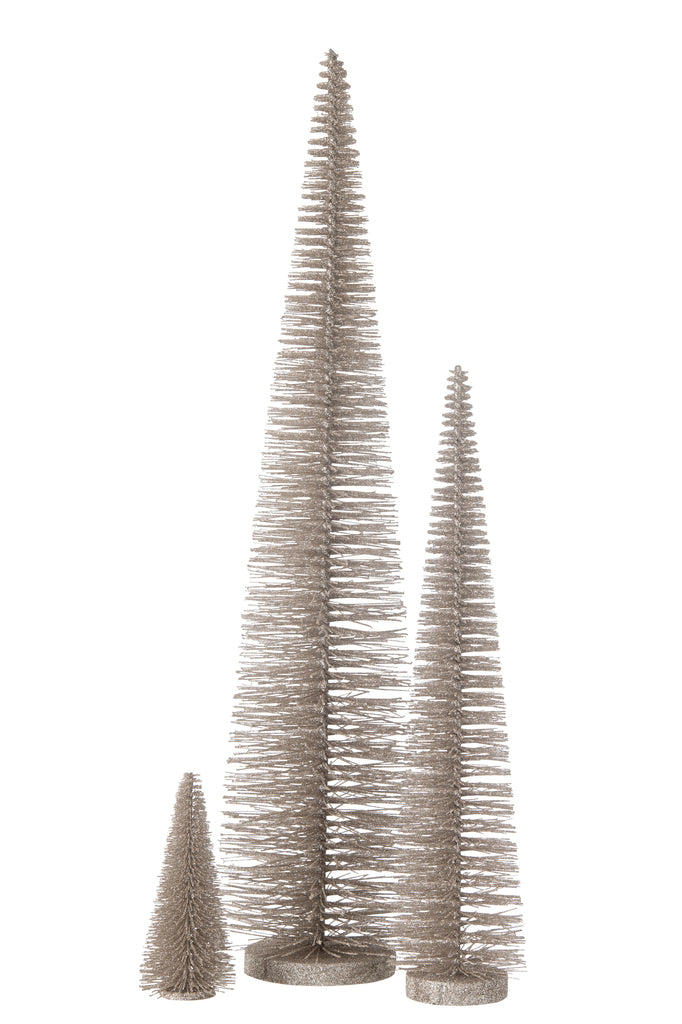 Figurine sapin de Noël en plastique gris clair avec des paillettes.