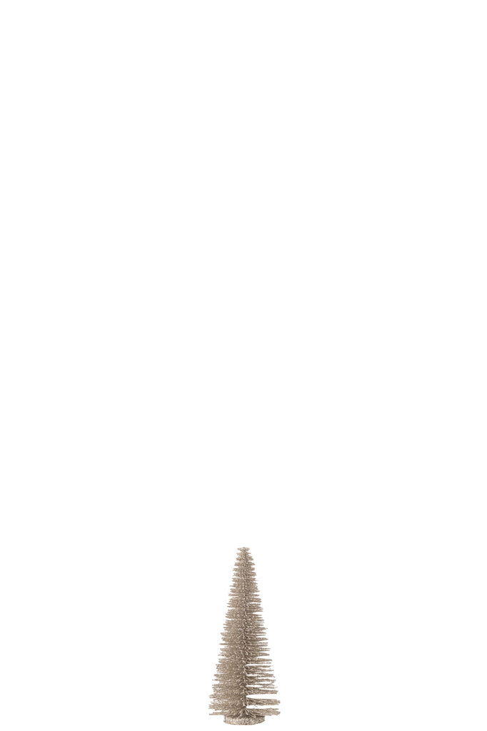 Figurine sapin de Noël en plastique gris clair avec paillettes.