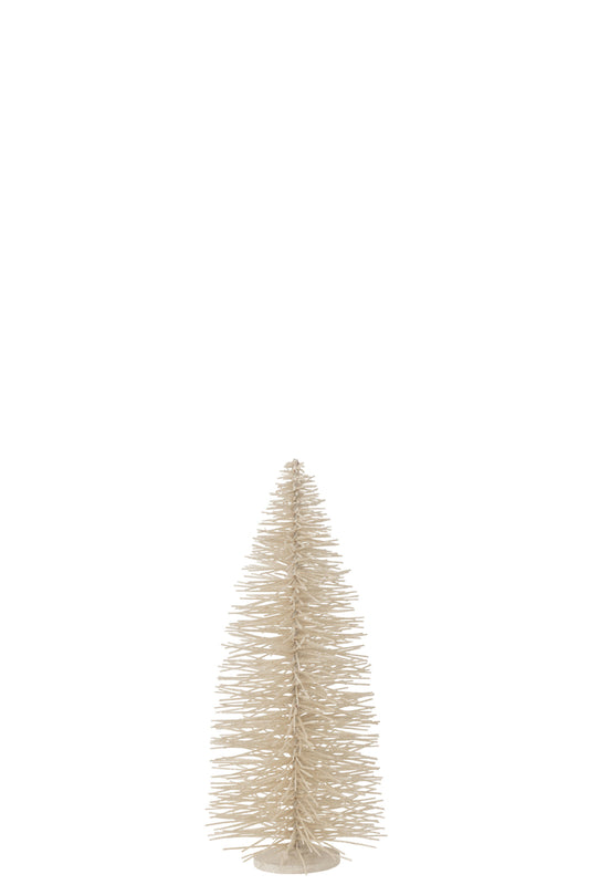 Figurine sapin de Noël en bois blanc avec des paillettes