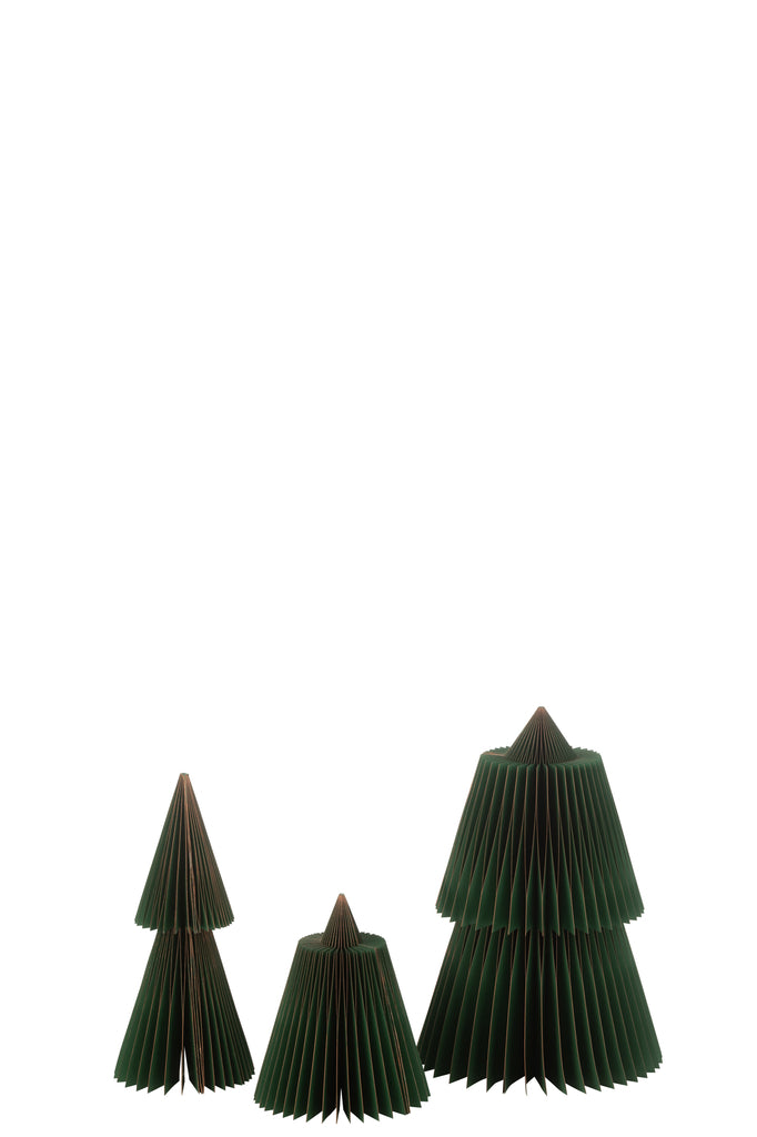 Sapin de Noël en papier pliable vert foncé/cuivre