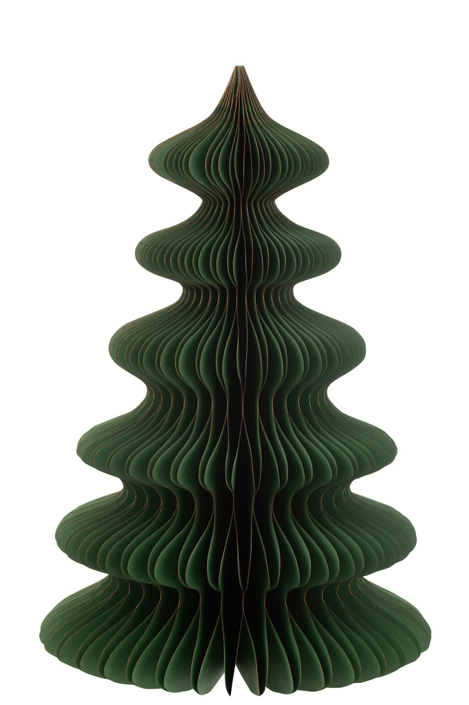 Arbre de Noël Vagues Papier Vert Foncé/Cuivre Grand