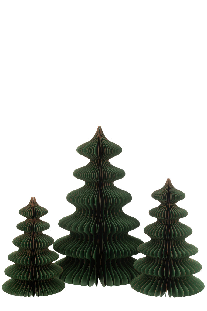 Arbre de Noël Vagues Papier Vert Foncé/Cuivre Grand