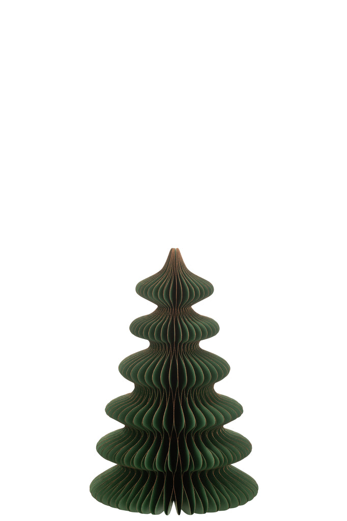 Figurine Arbre de Noël Vagues Papier Vert Foncé/Cuivre Petit