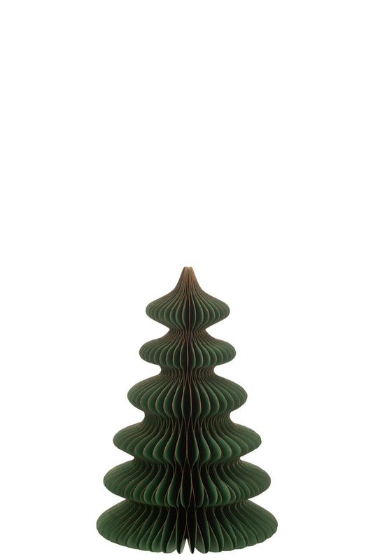 Figurine Arbre de Noël Vagues Papier Vert Foncé/Cuivre Petit