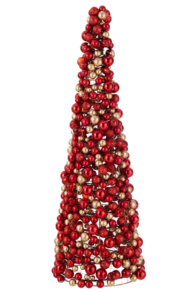 Sapin de noël en Boules de décoration en plastique rouge/or de grande taille