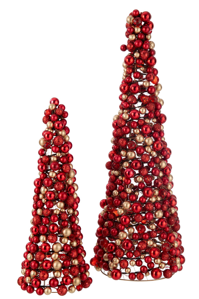 Sapin de noël en Boules de décoration en plastique rouge/or de grande taille