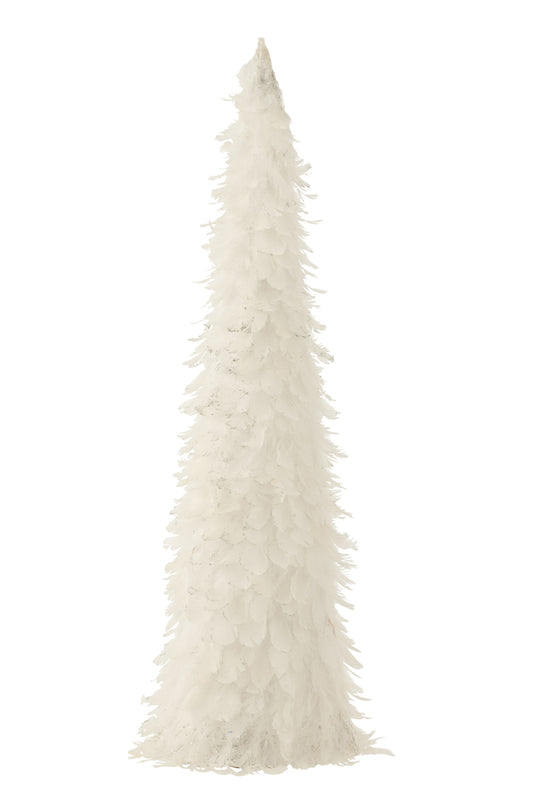 Sapin Cône Déco avec Paillettes et Plumes Blanches