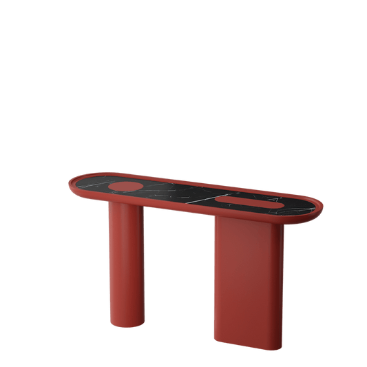 Console ovale CRETA CORAL RED en laque et marbre – ULTRA MOBILI - La Maison MilanaiseCCR.L0