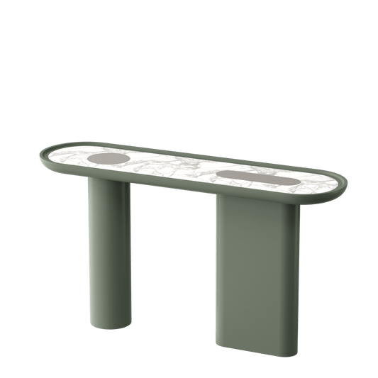 Console ovale CRETA GRIS HALCYON en laque et marbre – ULTRA MOBILI - La Maison MilanaiseCCR.L0HALCYON