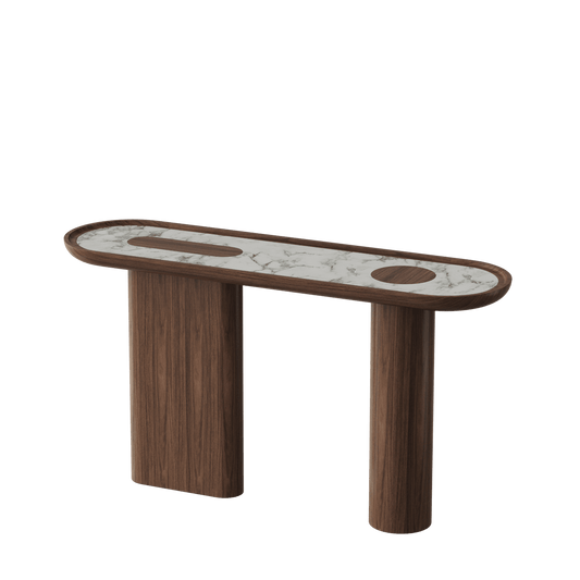 Console ovale en noyer et marbre CRETA – ULTRA MOBILI - La Maison MilanaiseCCRW
