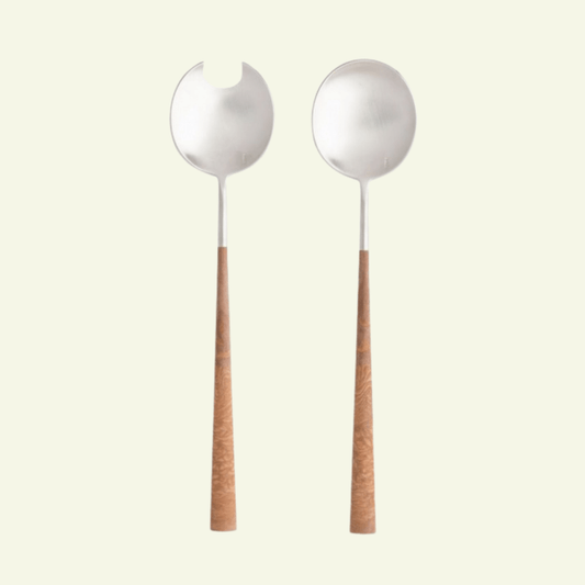 Couverts à salade en inox Mito, Bois foncé - COSTA NOVA - La Maison MilanaiseC20559MITO