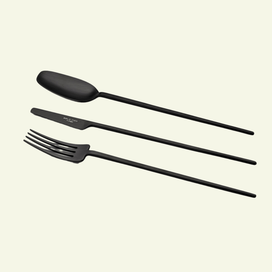 Couverts TWO en inox 18/10 – Design épuré et finitions haut de gamme - BELO INOX - La Maison MilanaiseTWO - 16Titanium Black Brossé24 Pièces