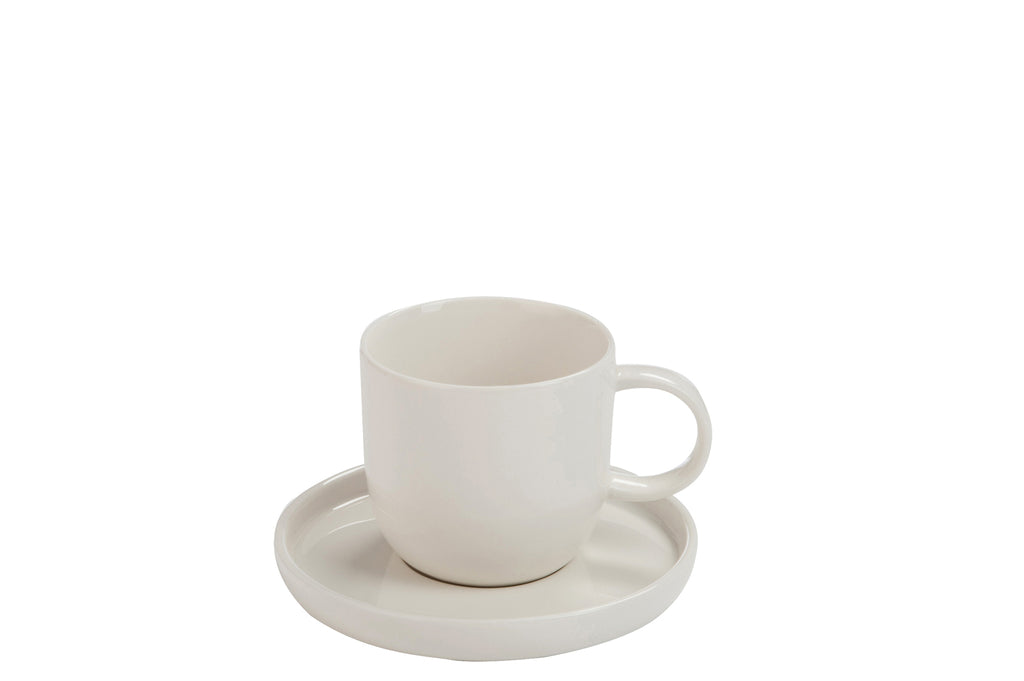 Tasse et sous-tasse porcelaine blanche J-Line