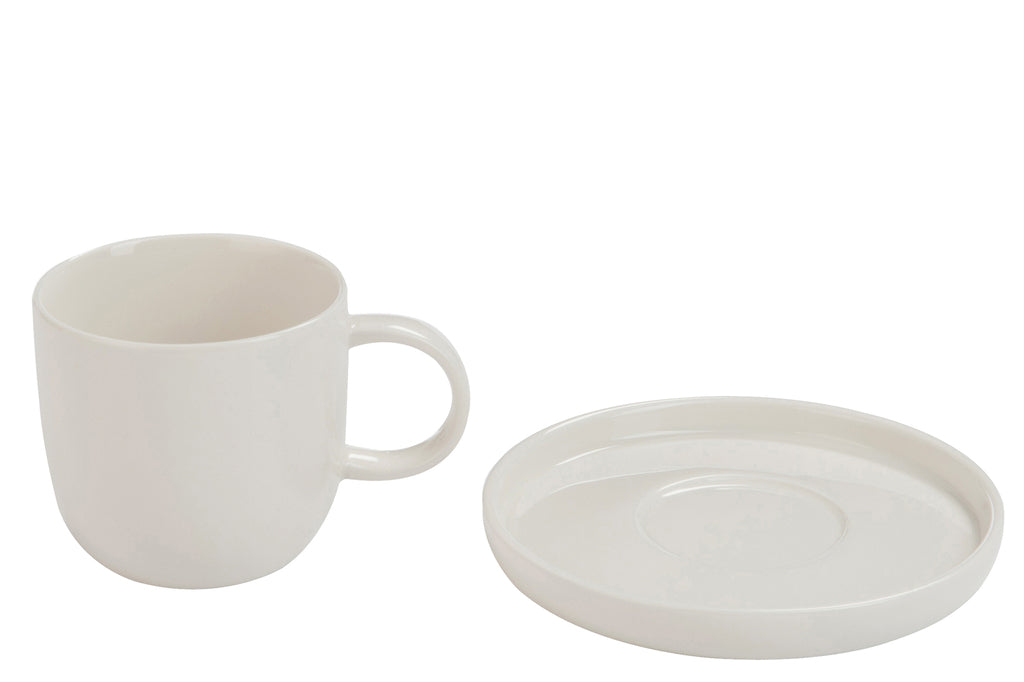 Tasse et sous-tasse porcelaine blanche J-Line