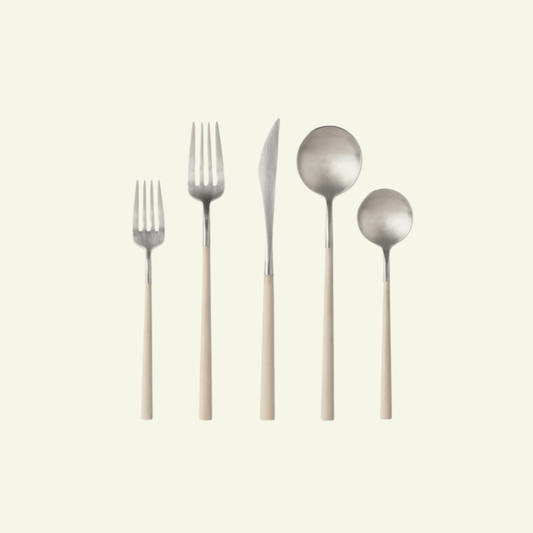 Ensemble de 5 couverts en inox Mito, Bois brut - COSTA NOVA - La Maison MilanaiseC20668MITO