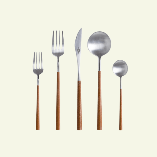 Ensemble de 5 couverts en inox Mito, Bois Foncé - COSTA NOVA - La Maison MilanaiseC20454MITO